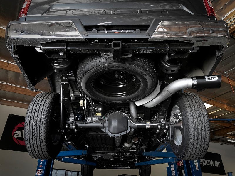 aFe Large Bore-HD 4in 409 SS DPF-Back Exh 18-21 Ford F-150 V6-3.0L (td) w/ Black Tip