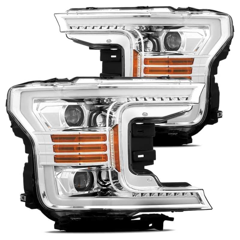 AlphaRex 18-20 Ford F-150 PRO-Series Projector Headlights Plank Style Chrm w/Activ Light/Seq Signal