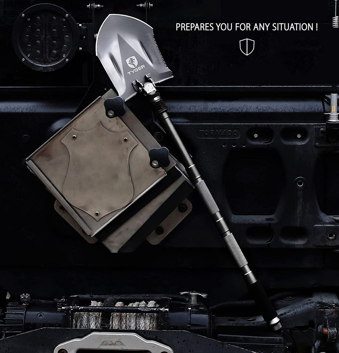 TYGER SHOVEL MILITARY HEAVY DUTY FOLDING COMPACT TOOL W/16-IN-1 MULTIFUNCTION