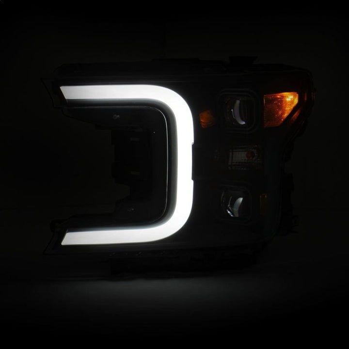 ANZO 18-20 Ford F-150 LED Projector Headlights w/ Plank Style Switchback Black w/ Amber