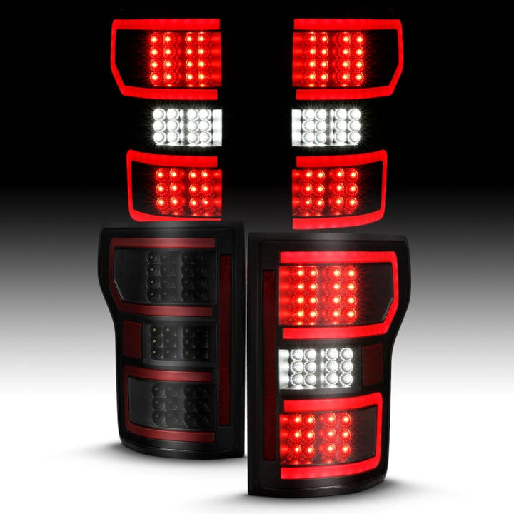 ANZO 18-20 Ford F-150 LED Taillight Black Housing Clear Lens Red  W/Sequential
