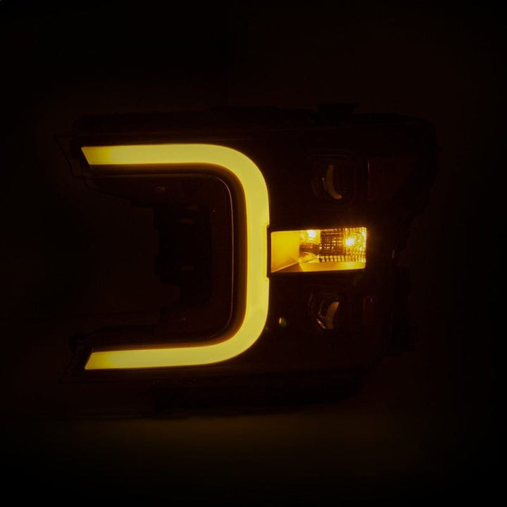 ANZO 18-20 Ford F-150 LED Projector Headlights w/ Plank Style Switchback Black w/ Amber