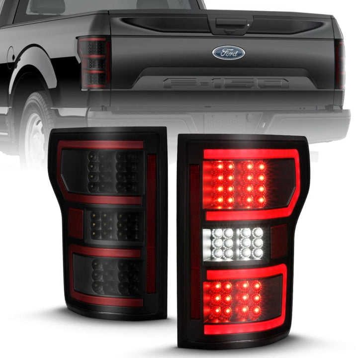 ANZO 18-20 Ford F-150 LED Taillight Black Housing Clear Lens Red  W/Sequential
