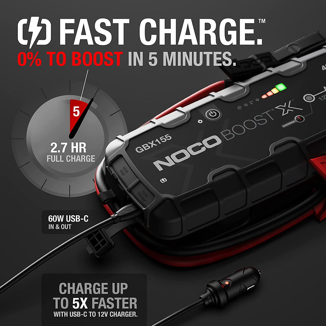 NOCO Boost X GBX155 4250A 12V UltraSafe Portable Lithium Jump Starter, Car Battery Booster Pack, USB-C Powerbank Charger, And Jumper Cables For Up To 10.0-Liter Gas And 8.0-Liter Diesel Engines , Gray