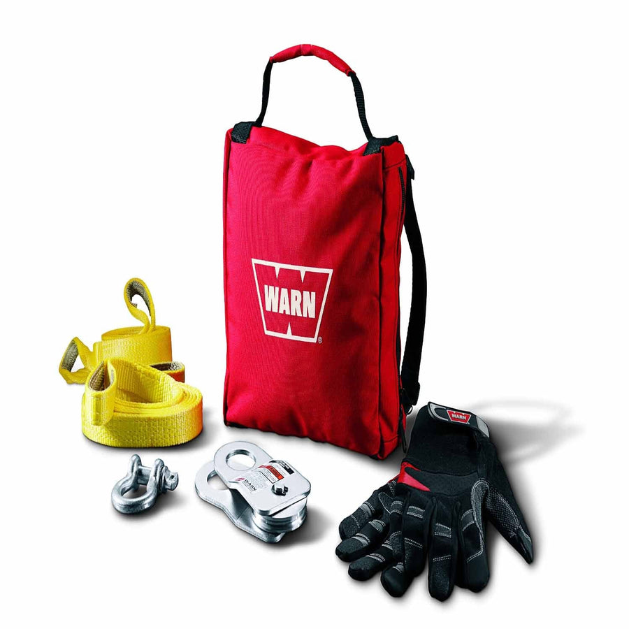 Warn 88915 Includes 9000 LB Snatch Block Tree Protectors 1/2 Inch D-Shackle Gloves Gear Set