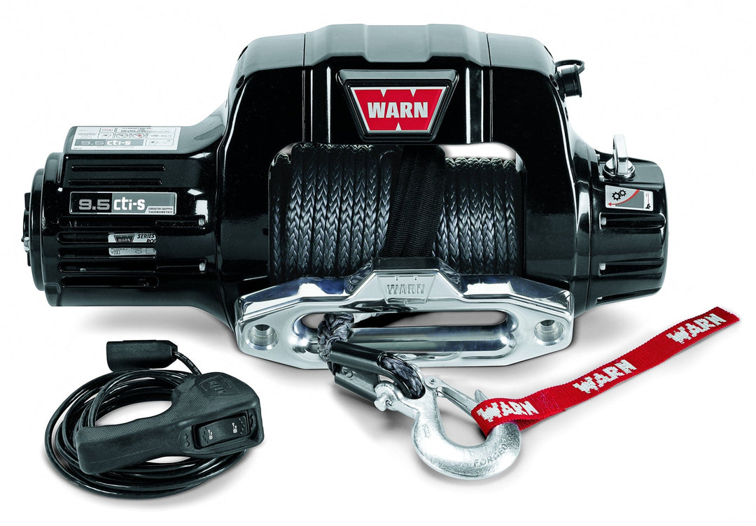 Warn 97600 12 Volt 9500 LB Cap 100 Ft Synthetic Rope Hawse Fairlead Wired Remote