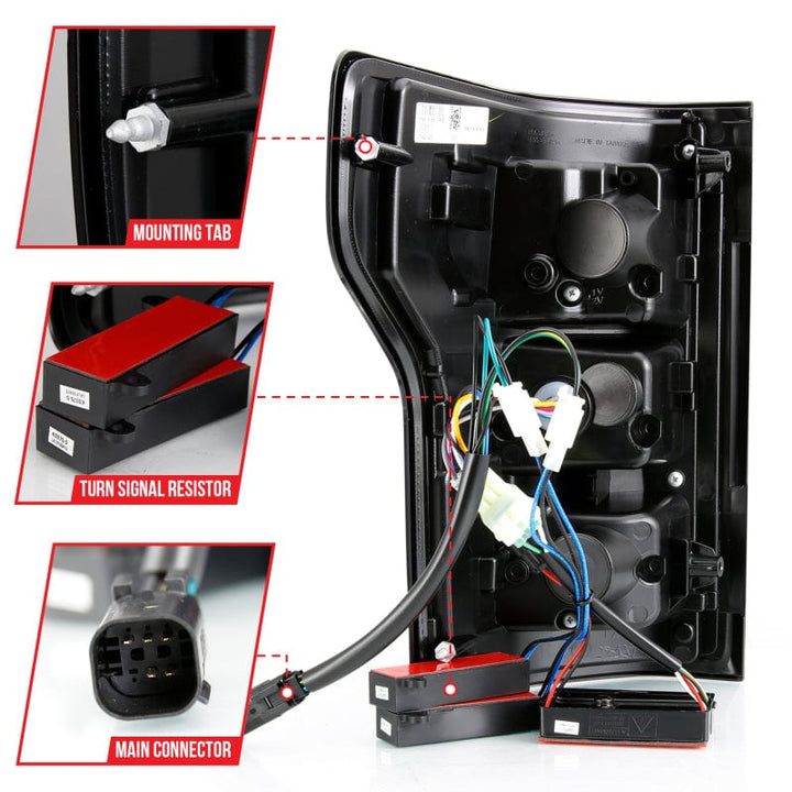 ANZO 18-20 Ford F-150 LED Taillight Black Housing Clear Lens Red  W/Sequential
