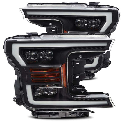 AlphaRex 18-20 Ford F-150 NOVA LED Proj Headlights Plank Style Matte Black w/Activ Light/Seq Signal