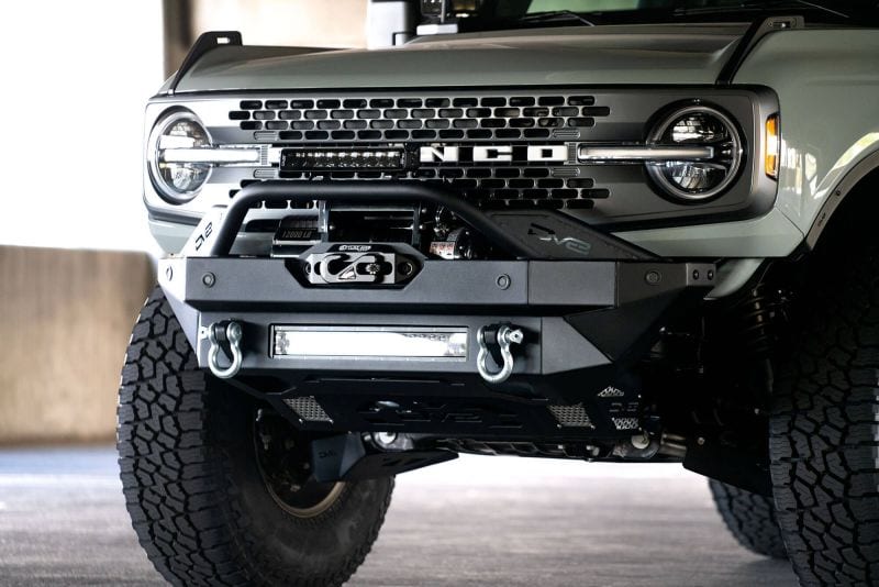 DV8 Offroad 2021-2023 Ford Bronco Modular Front Bumper Winch Capable w/ Auxiliary Light Mounts