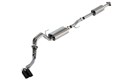 Borla F-150 2021-2022 3.3L CC SB EC STB XL/XLT/LARIAT/KR/PLNM/LTD 3/2.25 DSE Cat-Back S-Type BLK CHR Tips