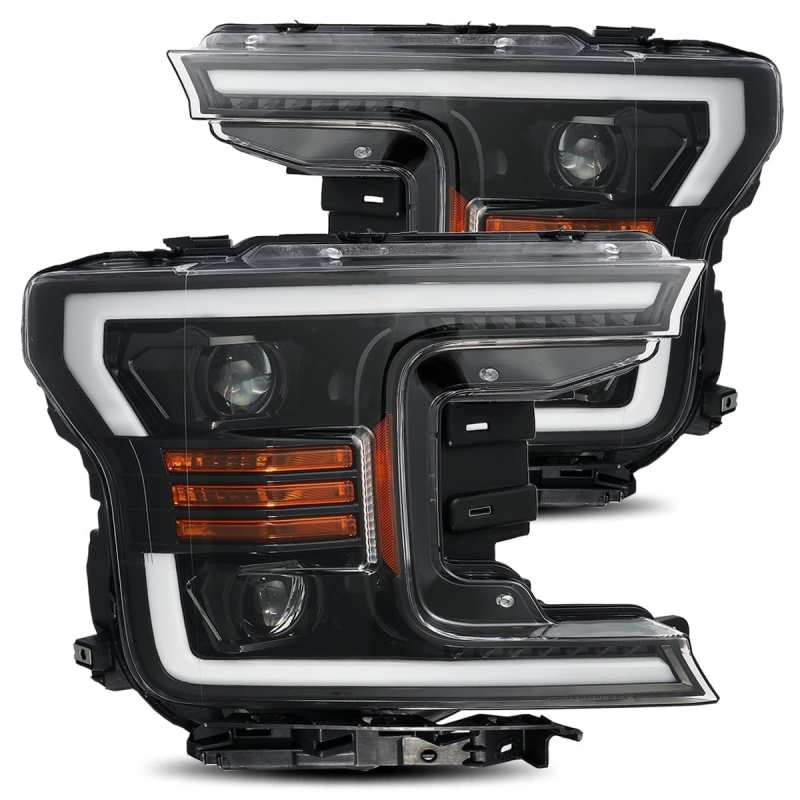 AlphaRex 18-20 Ford F-150 PRO-Series Proj Headlights Plank Style Gloss Blk w/Activ Light/Seq Signal