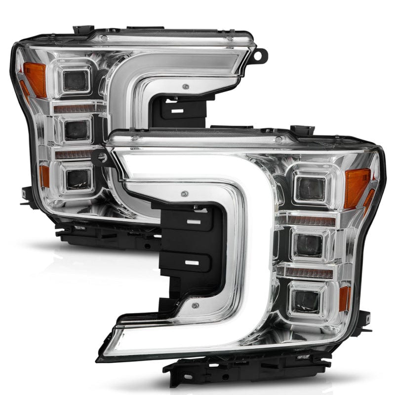 Anzo 18-20 Ford F-150 Full Led Projector Light Style Headlights - Chrome Amber