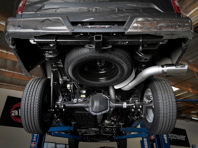 aFe Large Bore-HD 4in 409 SS DPF-Back Exh 18-21 Ford F-150 V6-3.0L (td) w/ Polished Tip