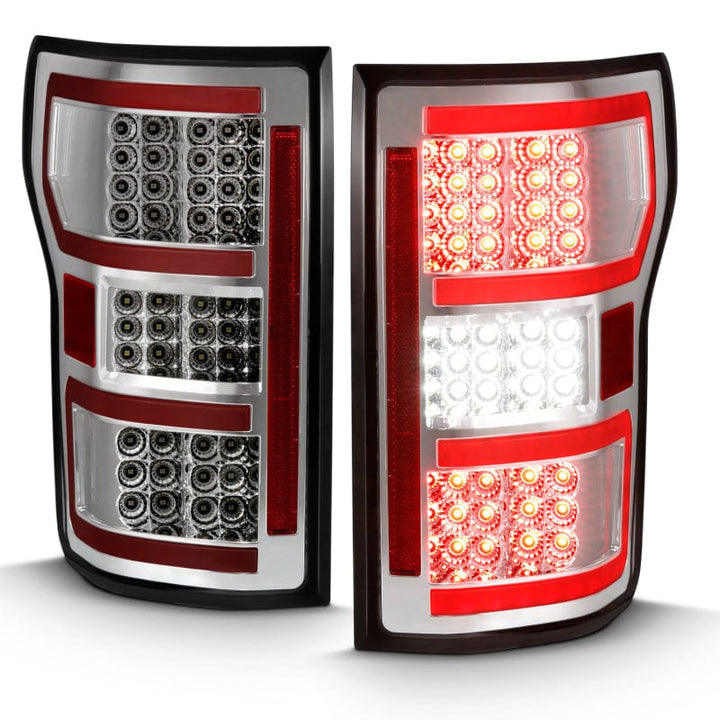 ANZO 2018-2020 Ford F-150 LED Taillight Chrome (Red Light) (w/ Sequential)