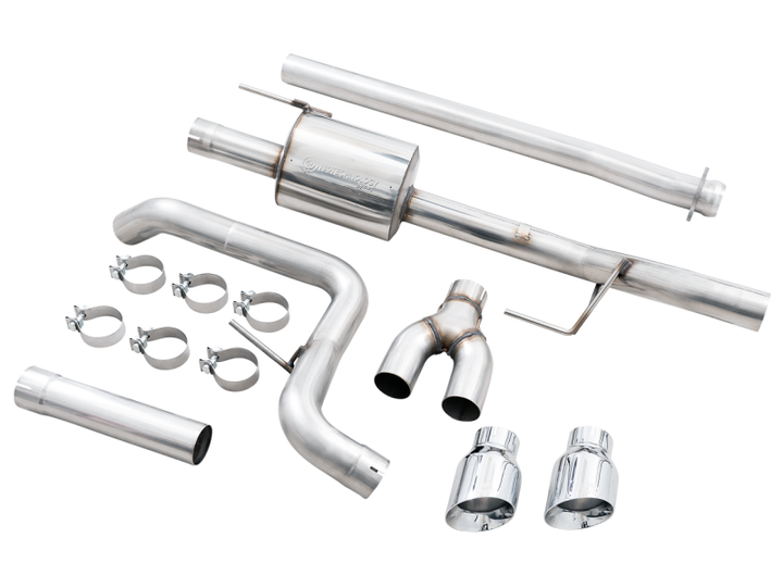 AWE 0FG 21-22 Ford F150 Dual Side Exit Cat-Back Exhaust- 4.5in Chrome Silver Tips